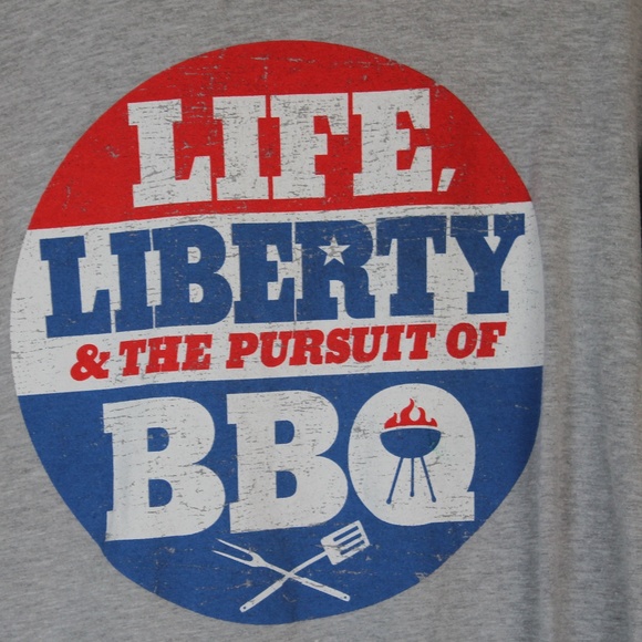 Life Liberty & the Pursuit of BBQ Gray Graphic Tee Size M - Picture 2 of 4